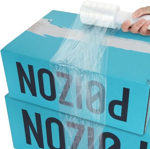 6 Pack Stretch Wrap Film with Handle, 80 Gauge Thick Industrial Strength Hand Stretch Wrap, 4" x 1000 Ft Plastic Pallet Shrink Film Heavy Duty Self-Adhering Plastic Wrap for Packing, Moving in Saudi Arabia