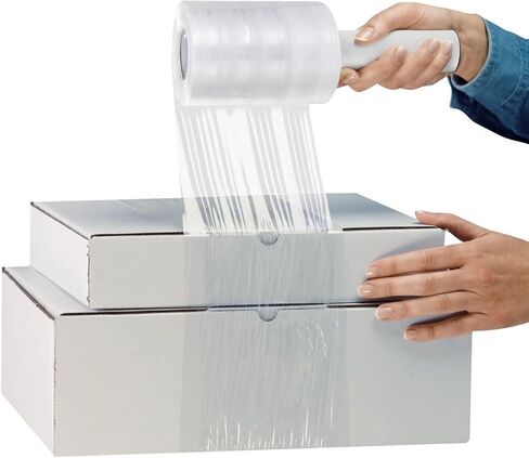 6 Pack Stretch Wrap Film with Handle, 80 Gauge Thick Industrial Strength Hand Stretch Wrap, 4" x 1000 Ft Plastic Pallet Shrink Film Heavy Duty Self-Adhering Plastic Wrap for Packing, Moving in Saudi Arabia