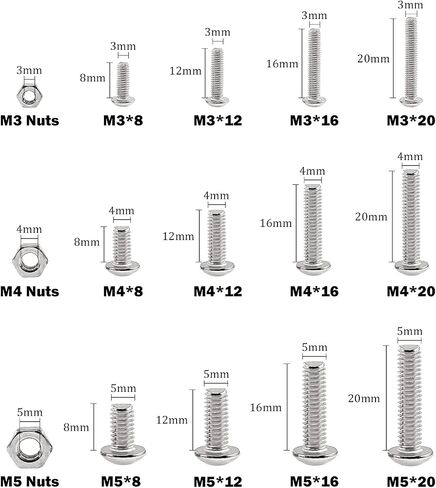 Hilitchi 460-Piece M3 M4 M5 Stainless Steel Button Head Hex Socket Head Cap Bolts Screws Nuts Assortment Kit in Saudi Arabia