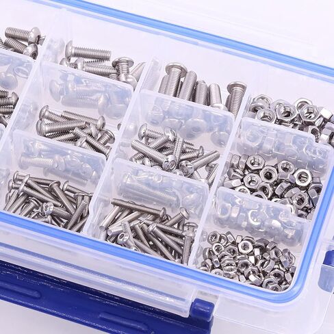 Hilitchi 460-Piece M3 M4 M5 Stainless Steel Button Head Hex Socket Head Cap Bolts Screws Nuts Assortment Kit in Saudi Arabia