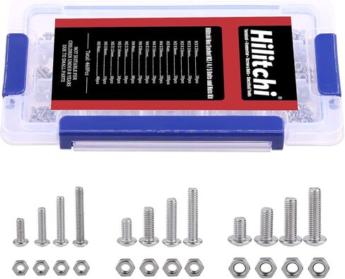 Hilitchi 460-Piece M3 M4 M5 Stainless Steel Button Head Hex Socket Head Cap Bolts Screws Nuts Assortment Kit in Saudi Arabia
