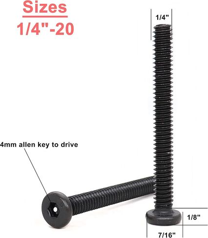 cSeao 12pcs Black 1/4-20 x 2" Socket Cap Screws Allen Head Bolts with One Hex Key in Saudi Arabia