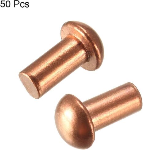 uxcell 50 Pcs 13/64" x 25/64" Round Head Copper Solid Rivets Fasteners in Kuwait
