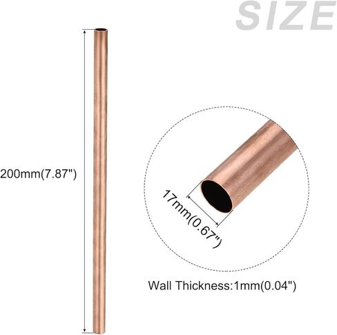 انبوب نحاسي من ميتاليكسيتي (قطر خارجي 17 ملم × جدار 1 ملم × طول 200 ملم) من قطعتين، انبوب مستقيم - لاثاث المنزل والالات والحرف اليدوية in Kuwait