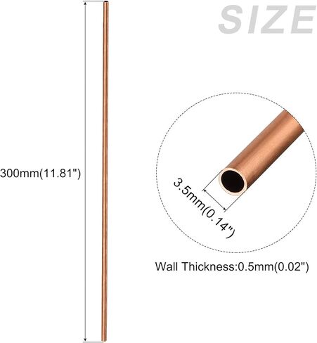 أنبوب نحاسي METALLIXITY (3.5 مم OD × 0.5 مم جدار T × 300 مم طول) قطعتان، أنابيب مستقيمة - للتأثيث المنزلي، والآلات، والحرف اليدوية اليدوية in Kuwait