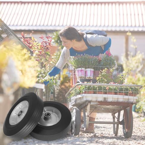 عجلات بديلة للإطارات المطاطية الصلبة مقاس 10 × 2.5 بوصة مع حجم محور 5/8 بوصة للعربات والشاحنات اليدوية والعربات in Kuwait