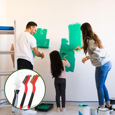 3 Pcs 4 in 1 Paint Brush Comb Wire Brush Set, Brush Roller Cleaner Tool 2 Pcs Stainless Steel Brass Bristles Wire Brushes 7 Inches Metal Brush Cleaning Scrubbing Dirt Paintbrush Cleaners in Saudi Arabia