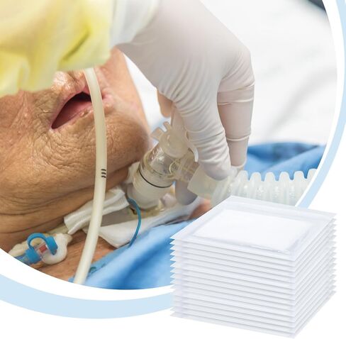 Timgle 200 Pcs 4" x 4" Split Gauze Pads 6 Ply Split Drain Sponge Gauze Non Woven Slit Bandage Split Gauze Sponges with 2 Roll of Tape for Wound Care Tubes Drains Supplies in Kuwait