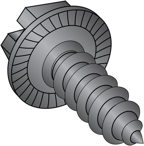 Small Parts 1008ABSWSB Steel Sheet Metal Screw, Black Oxide Finish, Serrated Hex Washer Head, Slotted Drive, Type AB, #10-16 Thread Size, 1/2" Length (Pack of 100) in Saudi Arabia