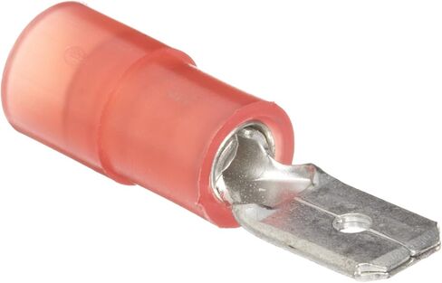 منتجات موريس 11948 قطع اتصال ذكر، تجعيد مزدوج، نايلون معزول، أحمر، حجم سلك 22-16، علامة تبويب NEMA 0.032 بوصة × 0.187 بوصة (عبوة من 100 قطعة) in Kuwait