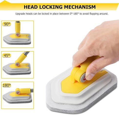 Lalafancy Shower Cleaning Brush with Locking Head, 3 in 1 Tub Tile Scrubber Brush with 50'' Extendable Long Handle Stiff Bristles Scouring Pads Microfiber for Cleaning Bathtub Shower Wall Bathroom in Kuwait