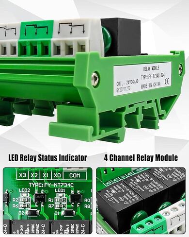4 Channel Relay Module 1 SPDT DIN Rail Mount 24V DC/AC Interface Relay Module Replace FY-T734-24VACDC in Saudi Arabia