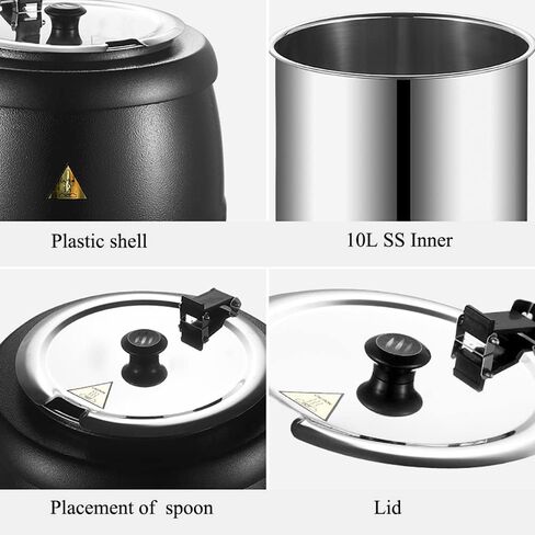 سخان غلاية الحساء بسعة 10.5 كوارت مع غطاء مفصلي، سخان غلاية طعام تجاري يوضع على الطاولة in Kuwait