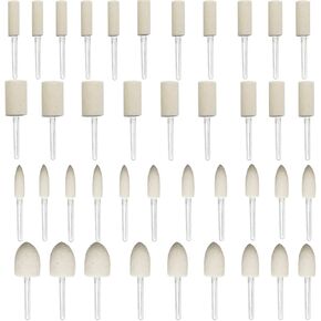 ROYHOO 40 Pieces Wool Felt Mounted Mandrel Set 2 Shaped and 6 Sizes Polishing Buffing Wheel Bits with Free Box for Dremel Rotary Tool - 1/8 Inch Shank in Kuwait