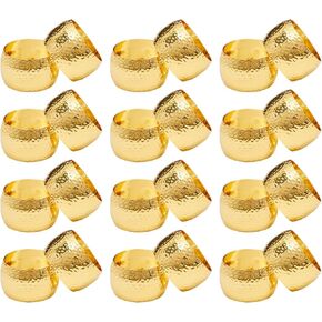 Farmlyn Creek Gold Napkin Rings, Set of 12 for Dining Table (Metal, 1.8 Inches)