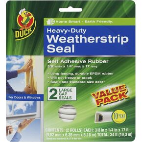Duck Brand Heavy-Duty Self Adhesive Weatherstrip Seal for Large Gap, 3/8-Inch x 1/4-Inch x 17-Feet, 1 Seal, White (282433) in Saudi Arabia