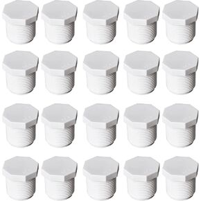 20pcs 0.5 Inch PVC Male Thread Plug Drain End Cap Coupling Adaptor for PVC Pipe Pressure Fitting Schedule 40 NPT Threads Water Pipe closing (1/2", 20) in Saudi Arabia