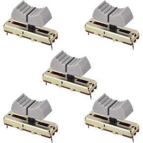 uxcell Fader Variable Resistors Mixer 35mm Straight Slide Potentiometer B50K Ohm Yellow Black Knobs 5pcs