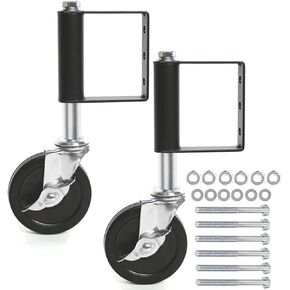 4 Inches Heavy Duty Spring Loaded Gate Caster Wheels with Side Lock Brake, 275 lbs Load Capacity