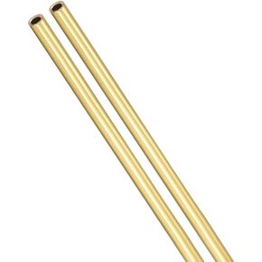 Brass Round Tube, 300mm Length 1mm OD 0.2mm Wall Thickness, Seamless Straight Pipe Tubing 2 Pcs