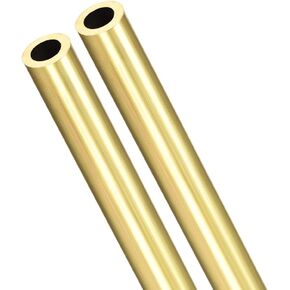Brass Round Tube, 300mm Length 1mm OD 0.2mm Wall Thickness, Seamless Straight Pipe Tubing 2 Pcs