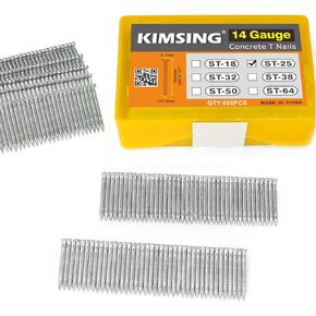 مسامير T من كامسين، قياس 14، مسمار من الخرسانة الهوائية عالي التحمل مقاس 2.54 سم إلى 6.35 سم، مسدس أظافر Air Power T لبناء تروس، إطار بناء وتظليل الخرسانة (ST50 مسامير (800 قطعة/صندوق) in Kuwait