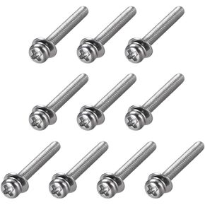 Uxcell M4 x 20mm الفولاذ المقاوم للصدأ فيليبس عموم رئيس مسامير البراغي تتحد مع غسالة الربيع وغسالات عادية 10 قطع in Kuwait