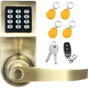 Colosus Electronic Trusted Digital Keyless Door Lock, Keypad – Smartcode Security, Grant & Control Access for Home, Office (Black - 4 Key Fobs)