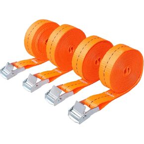 حزام رموش JAKAGO 2.54 سم × 40.64 سم مع قفل كام، أشرطة ربط لأسفل تصل إلى 600 رطل، من أجل الشحن المثبت وحقائب الكاياكس والكانوين المتحركة ومعدات العشب عبوة من 4 قطع in Kuwait