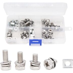 binifiMux 40pcs M6 x10mm 12mm 14mm 16mm Motorcycle Battery Terminal Bolts Screws Square Nuts Kit, Stainless Steel in Saudi Arabia