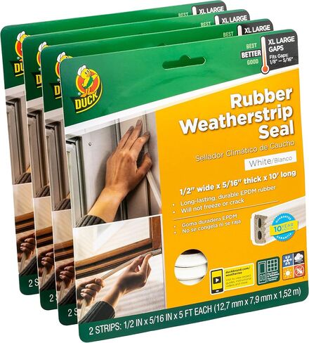 Duck Brand Heavy-Duty Self Adhesive Weatherstrip Seal for Large Gap, 3/8-Inch x 1/4-Inch x 17-Feet, 1 Seal, White (282433) in Saudi Arabia