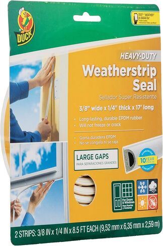 Duck Brand Heavy-Duty Self Adhesive Weatherstrip Seal for Large Gap, 3/8-Inch x 1/4-Inch x 17-Feet, 1 Seal, White (282433) in Saudi Arabia