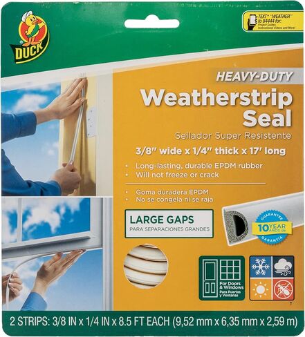 Duck Brand Heavy-Duty Self Adhesive Weatherstrip Seal for Large Gap, 3/8-Inch x 1/4-Inch x 17-Feet, 1 Seal, White (282433) in Saudi Arabia