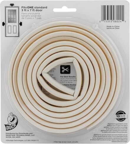 Duck Brand Heavy-Duty Self Adhesive Weatherstrip Seal for Large Gap, 3/8-Inch x 1/4-Inch x 17-Feet, 1 Seal, White (282433) in Saudi Arabia