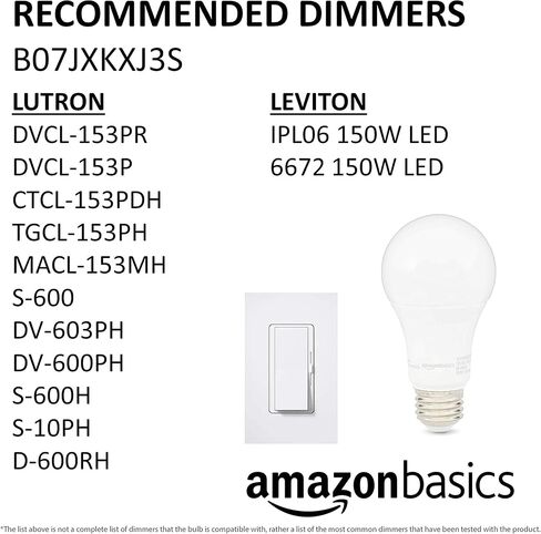 Amazon Basics - لمبة إضاءة LED A19، بيضاء ناعمة، 12 وات (ما يعادل 75 وات)، قابلة لتعديل الضوء، عمر افتراضي يصل إلى 10,000 ساعة، 6 عبوات in Kuwait