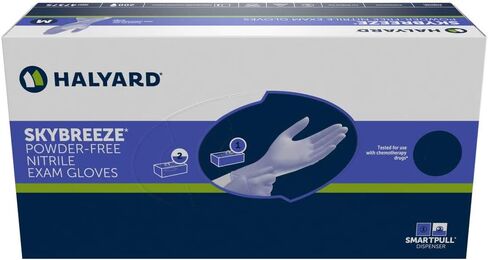 قفازات HALYARD SKYBREEZE Nitrile Exam، خالية من البودرة، 3.5 مل، 9.5 بوصة، 3.5 مل، أزرق، كبير، 47376 (صندوق من 200) in Kuwait