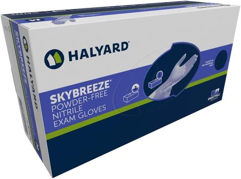 قفازات HALYARD SKYBREEZE Nitrile Exam، خالية من البودرة، 3.5 مل، 9.5 بوصة، 3.5 مل، أزرق، كبير، 47376 (صندوق من 200) in Kuwait