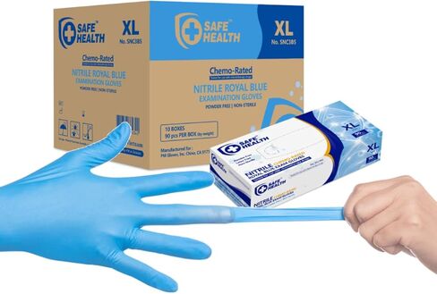 قفازات آمنة للاستخدام مرة واحدة لامتحان النتريل الصحي، خالية من اللاتكس والمساحيق، زرقاء، زرقاء، منسوجة، 3.5 مل، وفقًا للمعايير الطبية in Kuwait
