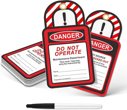 Lockout Tagout Tags - 25 Pack Danger Do Not Operate Lockout Tags, 30 mil Vinyl Lock Out Tags for Equipment, Plastic Loto Tags for Lock Out Tag Out, Red Premium Lock Out Tagout Tags with Zip Ties in Kuwait