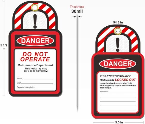 Lockout Tagout Tags - 25 Pack Danger Do Not Operate Lockout Tags, 30 mil Vinyl Lock Out Tags for Equipment, Plastic Loto Tags for Lock Out Tag Out, Red Premium Lock Out Tagout Tags with Zip Ties in Kuwait