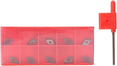 Carbide Turning Inserts, 10Pcs CNC Lathe Turning Blade, Lathe Turning Tool Replacement Tool, with Wrench, with Storage Box, DCMT0702 EM YBC205 in Saudi Arabia