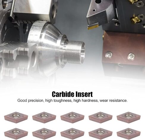 Carbide Turning Inserts, 10Pcs CNC Lathe Turning Blade, Lathe Turning Tool Replacement Tool, with Wrench, with Storage Box, DCMT0702 EM YBC205 in Saudi Arabia