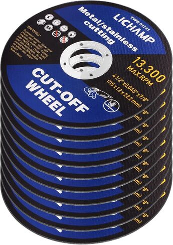 Lichamp 4-1/2 عجلات مقطوعة للمعادن، 10 عبوات 4.5 بوصة قرص قطع عجلة القطع، 4.5 بوصة × 0.045 بوصة × 7/8 بوصة، A010BK in Kuwait