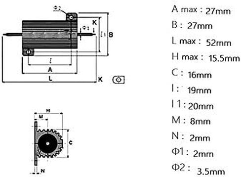 LM YN 25 Watt 2 Ohm 5% Wirewound Resistor Electronic Aluminium Shell Resistor Gold (Pack of 2) in Kuwait