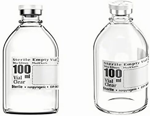 Biocomma 4pcs 100ml Sterile Empty Vial with Plastic Aluminum Flip Off Caps，Penicillin Bottle 20mm Crimp Top Sterile Transparent Borosilicate Lab Sample Vial (Transparent) in Saudi Arabia
