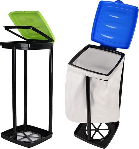 (Green & Blue) Collapsible Trash Bag Holder - Portable Trashcan for Indoor and Outdoor Use - Suitable for 13-Gallon Trash Bags - Perfect for Camping Waste Management Solution On The Go in Kuwait