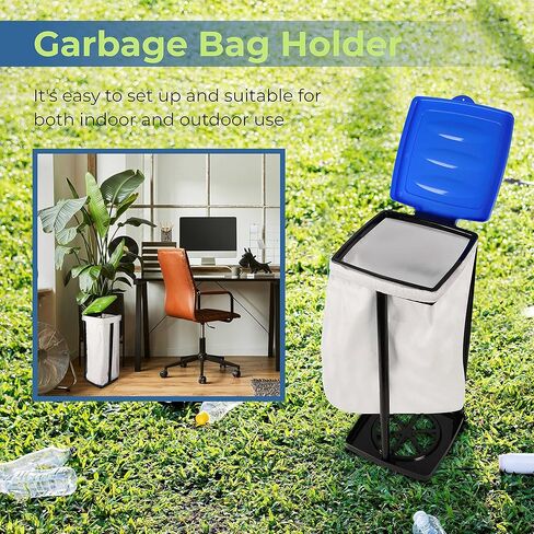 (Green & Blue) Collapsible Trash Bag Holder - Portable Trashcan for Indoor and Outdoor Use - Suitable for 13-Gallon Trash Bags - Perfect for Camping Waste Management Solution On The Go in Kuwait