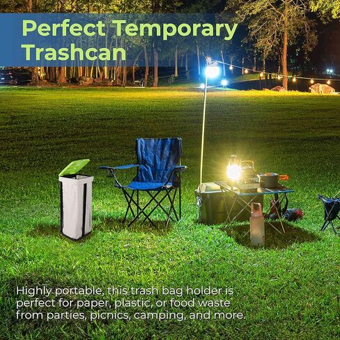 (Green & Blue) Collapsible Trash Bag Holder - Portable Trashcan for Indoor and Outdoor Use - Suitable for 13-Gallon Trash Bags - Perfect for Camping Waste Management Solution On The Go in Kuwait