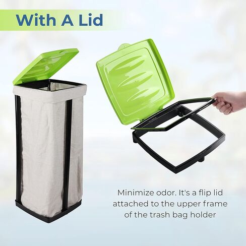 (Green & Blue) Collapsible Trash Bag Holder - Portable Trashcan for Indoor and Outdoor Use - Suitable for 13-Gallon Trash Bags - Perfect for Camping Waste Management Solution On The Go in Kuwait