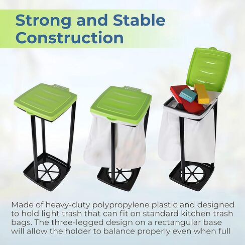 (Green & Blue) Collapsible Trash Bag Holder - Portable Trashcan for Indoor and Outdoor Use - Suitable for 13-Gallon Trash Bags - Perfect for Camping Waste Management Solution On The Go in Kuwait